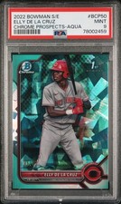 2022 Bowman Sapphire Elly De La Cruz Chrome Aqua 1st Prospect #/55 Reds PSA 9