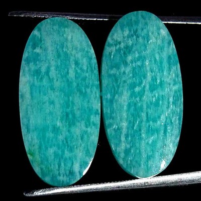 14.30Cts Natural Amazonite Cabochon Loose Gemstone Pair  10x22x3mm Oval