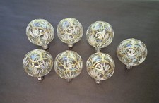 Vintage Blown Glass Christmas Ornaments Balls Clear Gold White Lot Of 7