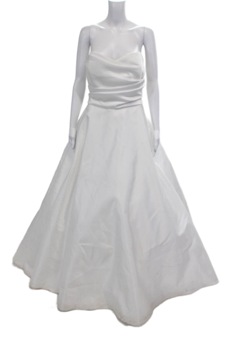 Amsale Womens Strapless Sweetheart Neckline Wedding Dress White Size M