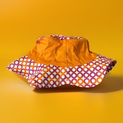 Jamie Rae Hat Groovy Orange & White Bucket Hat with Head Strap