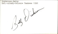 Bobby Dickerson Signed 3x5 Index Card Cut Yankees Autograph Den