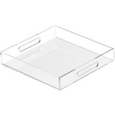 Acrylic Tray 12x12 with Cut Handles - Spill Proof Decorative Tray is an Ideal...