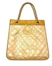 Vintage CHANEL Matelasse CC Mark Leather Chain Shoulder Tote Bag
