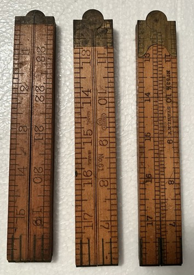 #ad Vintage 24quot; Stanley 2 No. 61 1 53 1 2 Boxwood Brass Folding Ruler Narrow size $55.00