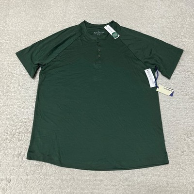 Artefact Shirt Men Size Extra Large Green Henley Short Sleeve Cotton Casual