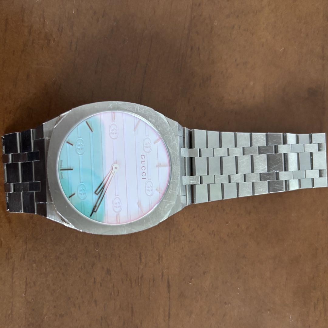 GUCCI 25H Ocean Blue Dial Quartz Watch 38mm Stainless Steel