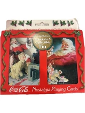 Coca-Cola Christmas Santa Nostalgia Playing Cards Tin 2 Decks 1993 Sealed