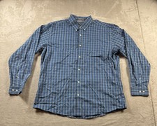 Eddie Bauer Mens Size XL Wrinkle Free Classic Fit Button Down Shirt Blue Plaid
