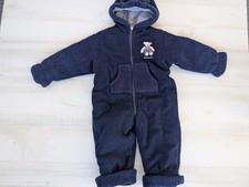 Vintage Oshkosh Hooded Fleece Bunting Snowsuit Quilt Lined Infant Toddler 24 M
