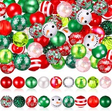 100 Pcs Chunky Christmas Rhinestone Bubblegum Beads for DIY Crafts