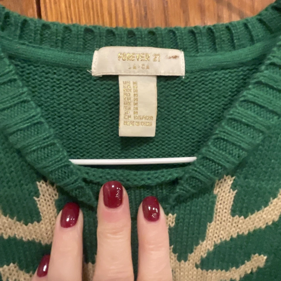 Suéter Feo Navidad Para Mujer Talla Mediana Perro Astas Forever 21 Foto 3 de 4