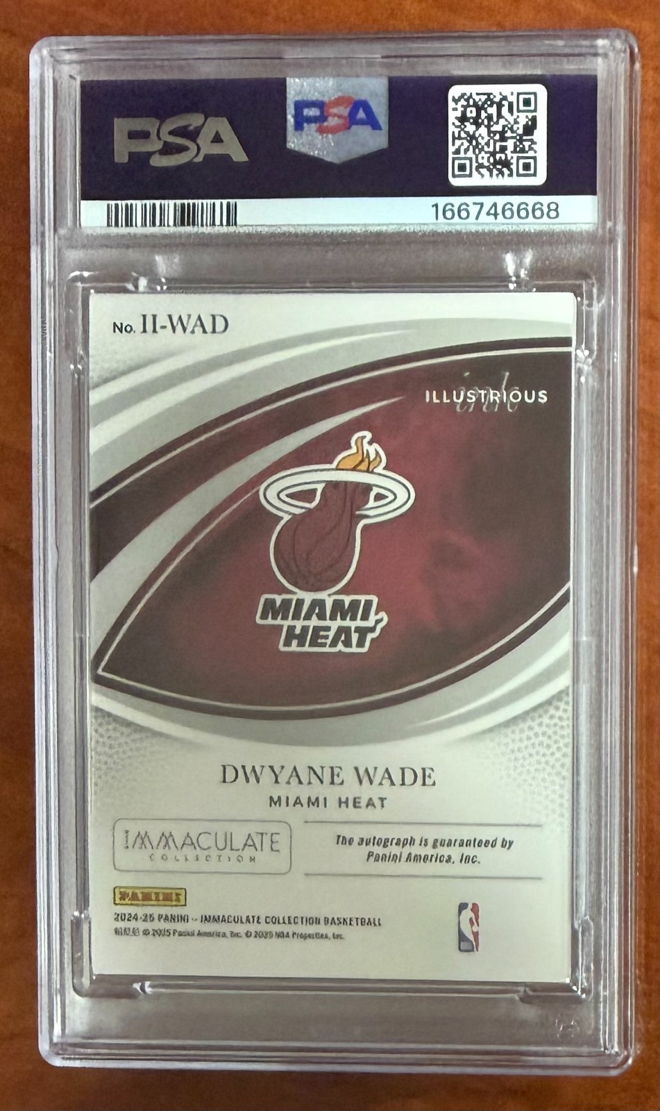 2024-25 DWYANE WADE PANINI IMMACULATE ILLUSTRIOUS INK AUTO 07/15 PSA 8 #II-WAD view 2