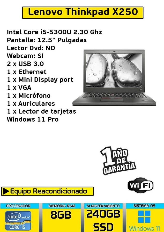 Lenovo ThinkPad X250 · i5-5300U · 8GB · 240GB, foto 4 de 4
