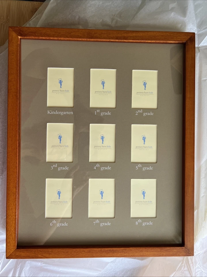 Quadro de galeria Pottery Barn Kids anos escolares 9 fotos caixa aberta não usado - Imagem 2 de 4