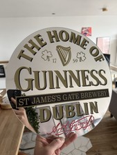 Vintage Style Guinness Mirror - 38cm Round, Real Glass Mirror