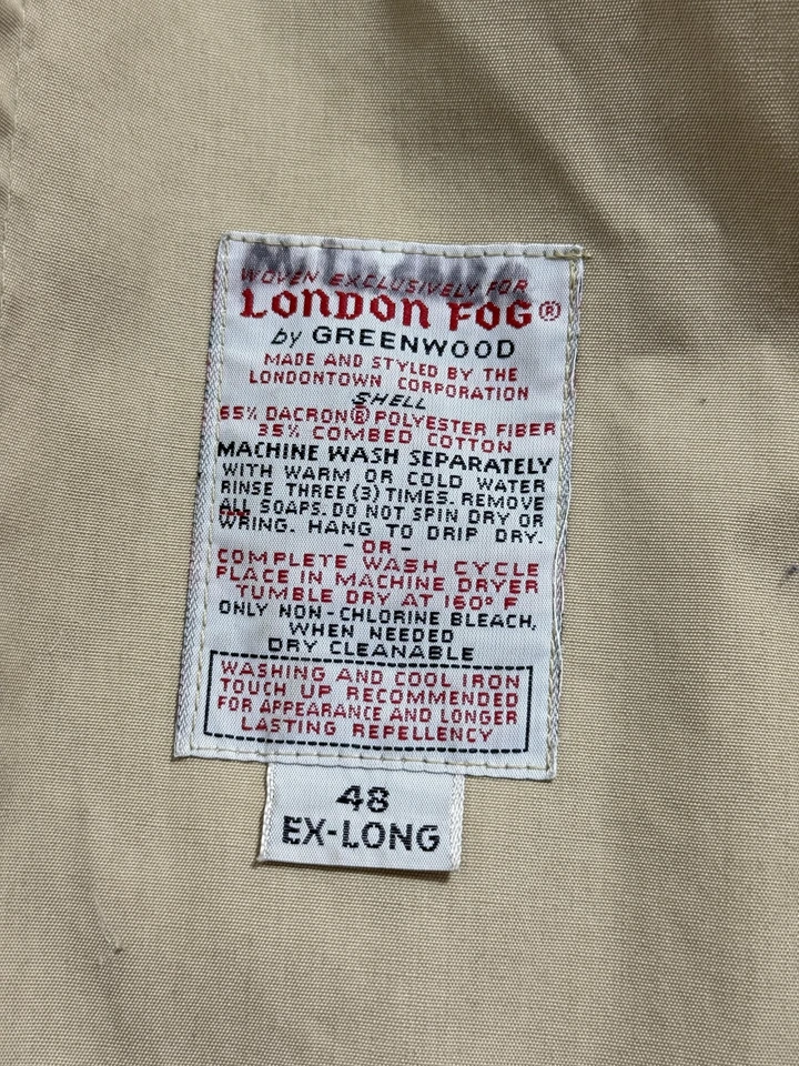 Abrigo antiniebla vintage London para hombre 48 X largo beige gabardina forro con cremallera EE. UU. Foto 4 de 4