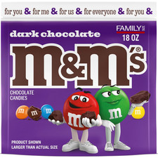 M M'S Dark Chocolate Candy, Family Size Bulk Candy Chocolate, 18 Oz Resealable B