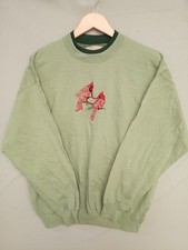 Mc Sportwear Long Sleeve Sweatshirt L Green Bird Embroidered Large