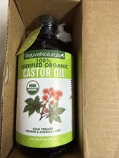 RejuveNaturals Castor Oil 16oz Glass Bottle USDA Certified Organic, 100 Pure