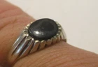 STERLING SILVER OLD VINTAGE  OVAL ONYX PINKY OR SIGNET RING SIZE R