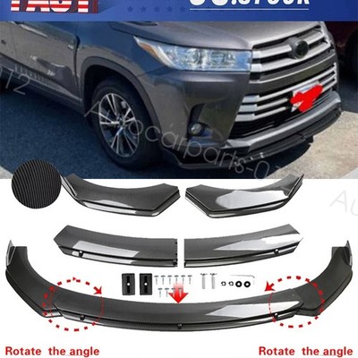 Carbon Fiber Look Front Bumper Lip Spoiler Splitter Body For Toyota Highlander