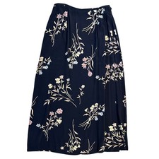 VTG Talbots Maxi Skirt Floral Rayon Cottagecore Made In USA Black Women's 10