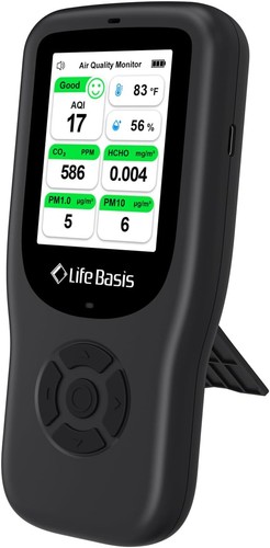 LifeBasis 10-in-1 Air Quality Monitor CO2 Monitor Type-C Rechargeable