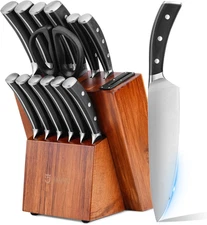 15-Piece Kitchen Knife Set with Block & Sharpener – High Carbon Stainless Steel