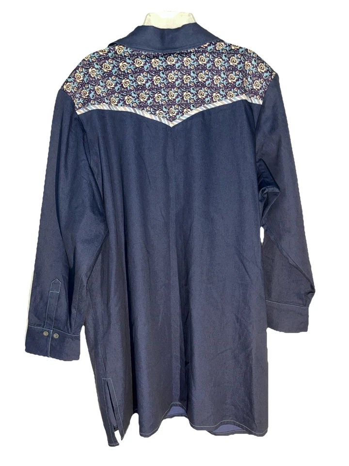 KOOS Button-up Shirt Navy Floral Plus Size 1X - Изображение 4 из 4