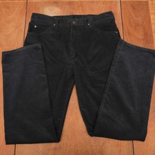 VTG Black Made in USA Lee Corduroy Pants 36x32 Fits 33x31 