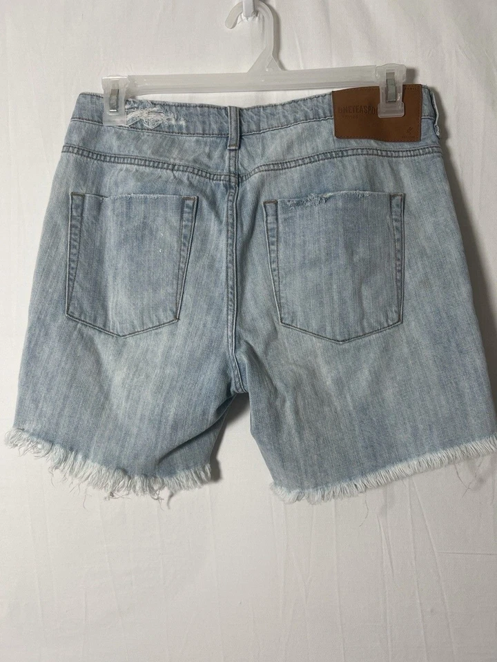 One Teaspoon Denim Jean Shorts Women’s 28 Distressed Frayed Raw Hem Button Fly - Image 2 of 4