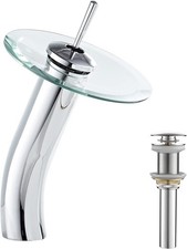 Vessel Chrome Faucet Bathroom Waterfall Glass Spout Solid Brass Bath Lavatory