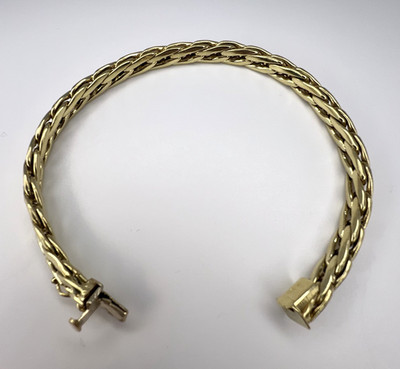 14 Karat massives Gold geflochtenes Panzerarmband 8 Zoll, 14,53 g