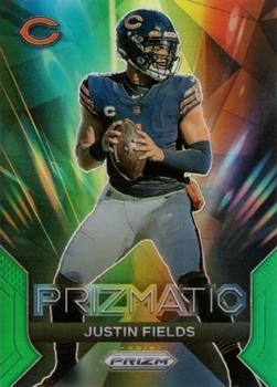 2023 Panini Prizm #3 Justin Fields Prizmatic Prizms Green
