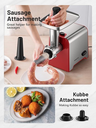 Molinillo de carne eléctrico de acero inoxidable 3000 W para hacer salchichas uso doméstico con 3 platos EE. UU. - Imagen 4 de 7