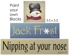 Joanie Stencil Snowman Jack Frost Nipping Nose Snowflake Winter Craft Block Sign