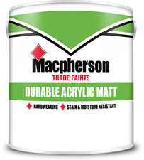 2.5 / 5L Macpherson Trade Durable Acrylic Matt Hardwearing Paint Brilliant White