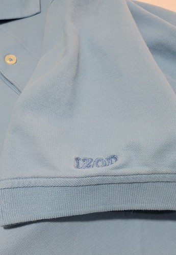 IZOD Polo Shirt Mens Large Blue Short Sleeve Classic Preppy Golf Logo on Sleeve - Picture 6 of 7