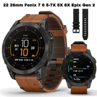 Quickfit Leather Strap For Garmin Fenix 3HR 6 6X 5 5X Plus 7 7X Solar Watch Band