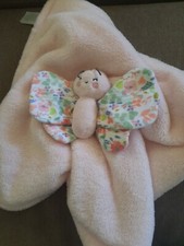 Carters Just One You Pink Floral Butterfly Plush Lovey Baby Security Blanket Toy