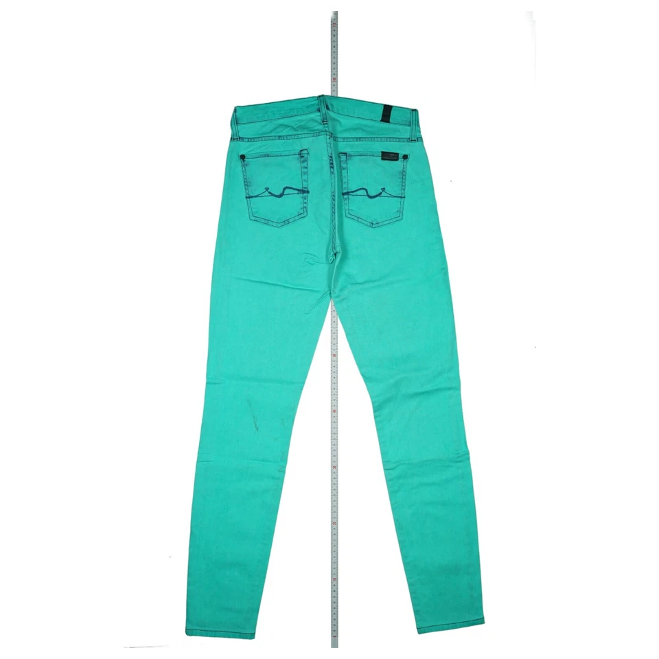 7 For All Mankind The Skinny Mujer Vaqueros Stretch Alto Subir W27 L30 Verde Neu - Imagen 3 de 4