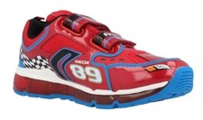79 GEOX Boys J Android Low Top Racing Sneakers Trainers Shoes 34/3 Light Up Red