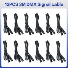 12pcs Signal Cable Connection 10ft/3m 3 Pin Stage Light Fog Machine DMX512 XLR