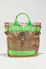 George Gina Lucy Anniehow GOOD Tote Tan  Neon Green NWT 170