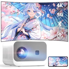 Mini Projector, 20000lm 4K Projector with WiFi Bluetooth Native 1080P, FHD 10...