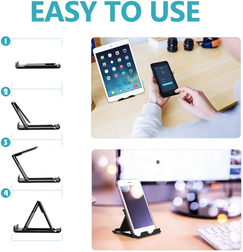 2-Pack NEW Phone Holder Foldable Desk Stand Multi-Angle Mount For iPhone Samsung - Image 3 of 4