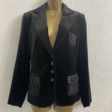 Ladies Velvet Blazer Jacket 14 Brown Basler Bnwot Lace Pocket Feature Collar