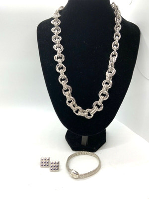 Vintage Monet Silver Tone Heavy Link 
