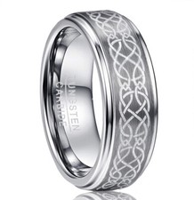 8MM Celtic Knot Laser Tungsten Wedding Band Men's Women's Promise Couple Ring